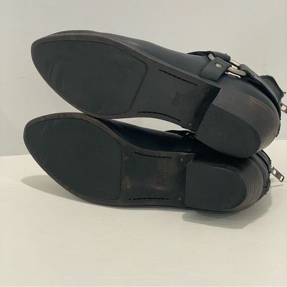 Frye Ray Harness Back Zip Black Size 7.5 Stacked Block Heel - Picture 8 of 17